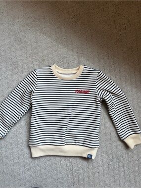 Mini Wonder Chicago Striped Navy & Cream Kids Sweatshirt